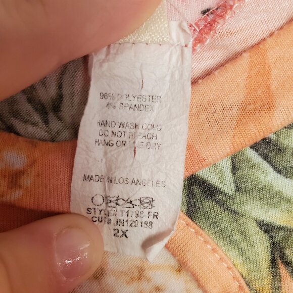 Now N Forever Watermelon/Pineapple Long Slv Cutout Neckline Orange Blouse Sz 2X - Picture 7 of 10